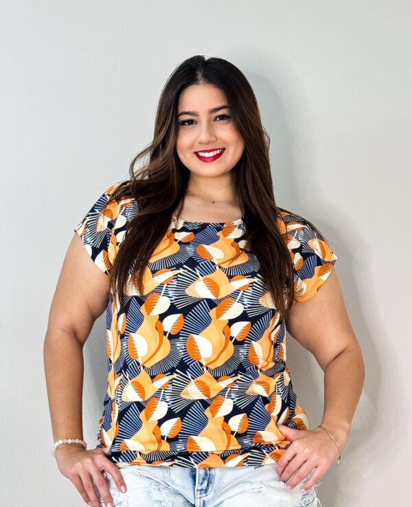 Blusa Leila Plus size Amarelo estampada